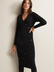 Phase Eight Black Knitted Kellia Midi Dress - Image 3 of 6