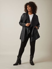 Evans Black Faux Leather Waterfall Jacket - Image 2 of 4