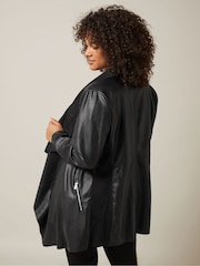Evans Black Faux Leather Waterfall Jacket - Image 3 of 4