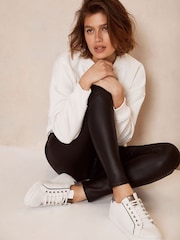 Mint Velvet Black Leather Look Leggings - Image 2 of 5