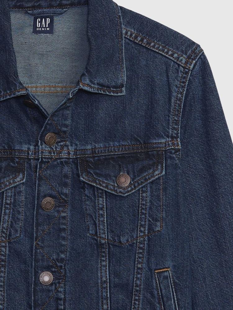 Gap Dark Wash Blue Icon Denim Jacket (4-12yrs) - Image 3 of 3 Gap Dark Wash Blue Icon Denim Jacket (4-12yrs) - Image 3 of 3