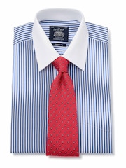 Savile Row Company Classic Fit Blue Savile Row Co Stripe Double Cuff 100% Cotton Shirt - Image 2 of 5