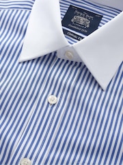 Savile Row Company Classic Fit Blue Savile Row Co Stripe Double Cuff 100% Cotton Shirt - Image 3 of 5
