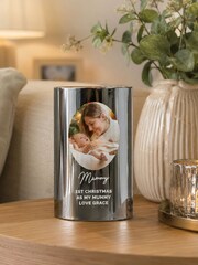 Personalised Photo Upload Smoked Glass LED Candle by PMC - Image 1 of 5