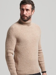 Superdry Natural Alpaca Chunky Roll Neck Jumper - Image 1 of 5