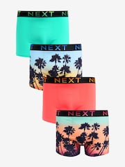 Orange/Green Palm Tree Print Hipsters Boxers 4 Pack - Image 1 of 7