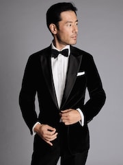 Charles Tyrwhitt Black Slim Fit Italian 100% Cotton Jacket - Image 1 of 7