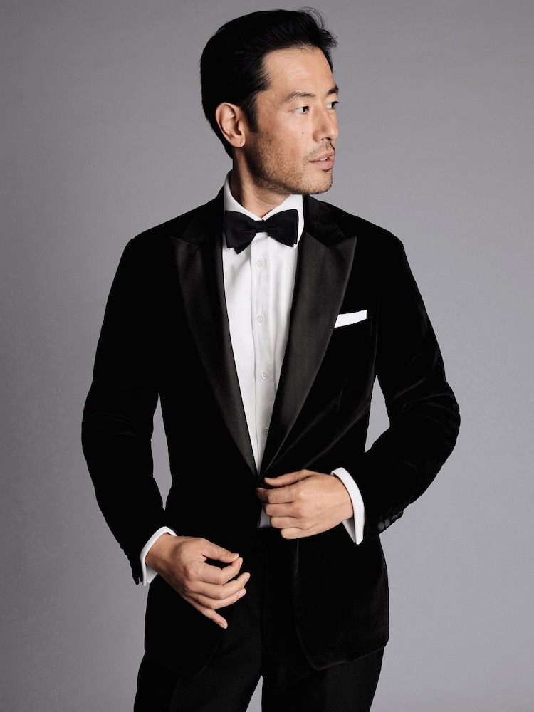 Charles Tyrwhitt Black Slim Fit Italian 100% Cotton Jacket - Image 1 of 7
