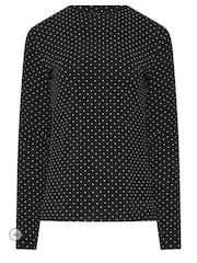 Long Tall Sally Black Polka Dot Long Sleeve High Neck Top - Image 5 of 6