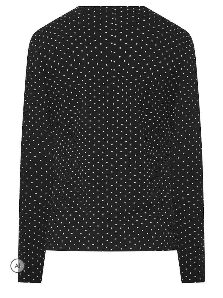 Long Tall Sally Black Polka Dot Long Sleeve High Neck Top - Image 6 of 6