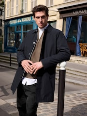 Black Shower Resistant Padded Trench Coat - Image 1 of 11