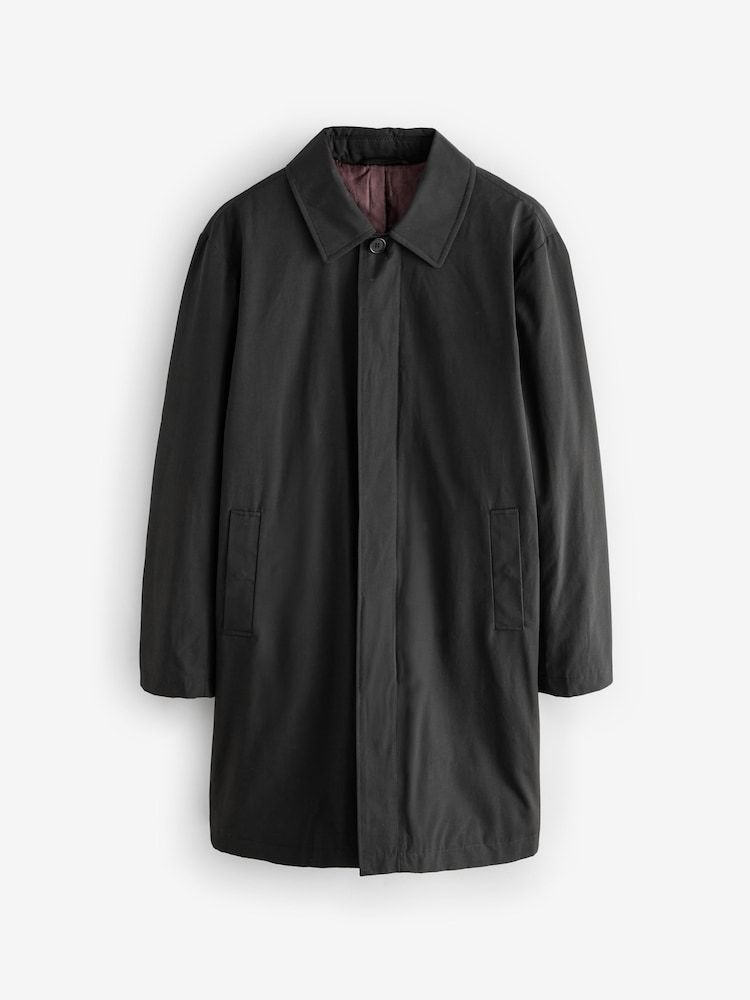 Black Shower Resistant Padded Trench Coat - Image 7 of 11