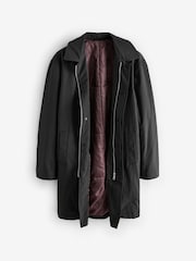 Black Shower Resistant Padded Trench Coat - Image 8 of 11