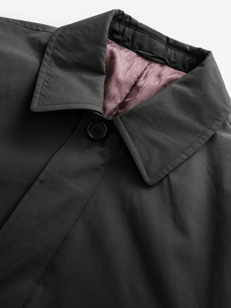 Black Shower Resistant Padded Trench Coat - Image 9 of 11