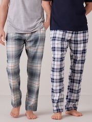 Grey/Green Woven Check Pyjama Bottoms 2 Pack - Image 1 of 11