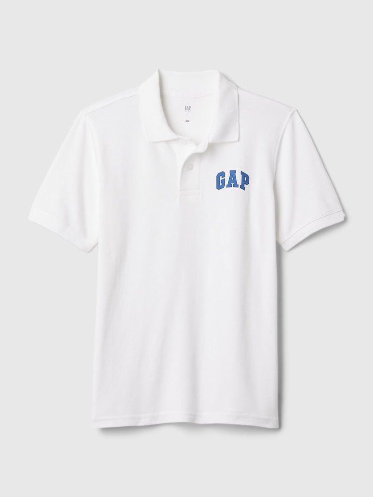 Gap White Logo Short Sleeve Polo Shirt (4-13yrs) - Image 1 of 3