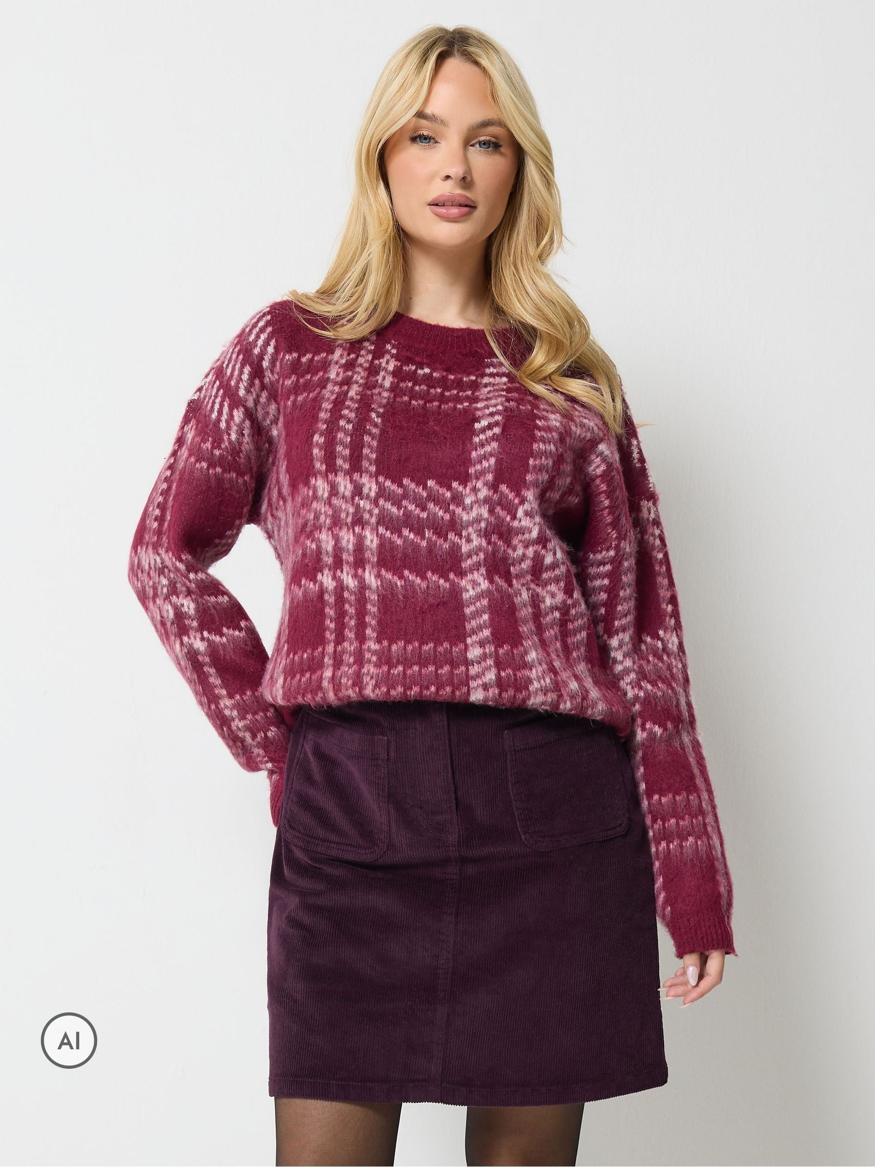 M & Co Women's Purple Pocket Detail Corduroy Mini Skirt