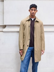 Neutral Brown Shower Resistant Padded Trench Coat - Image 1 of 13