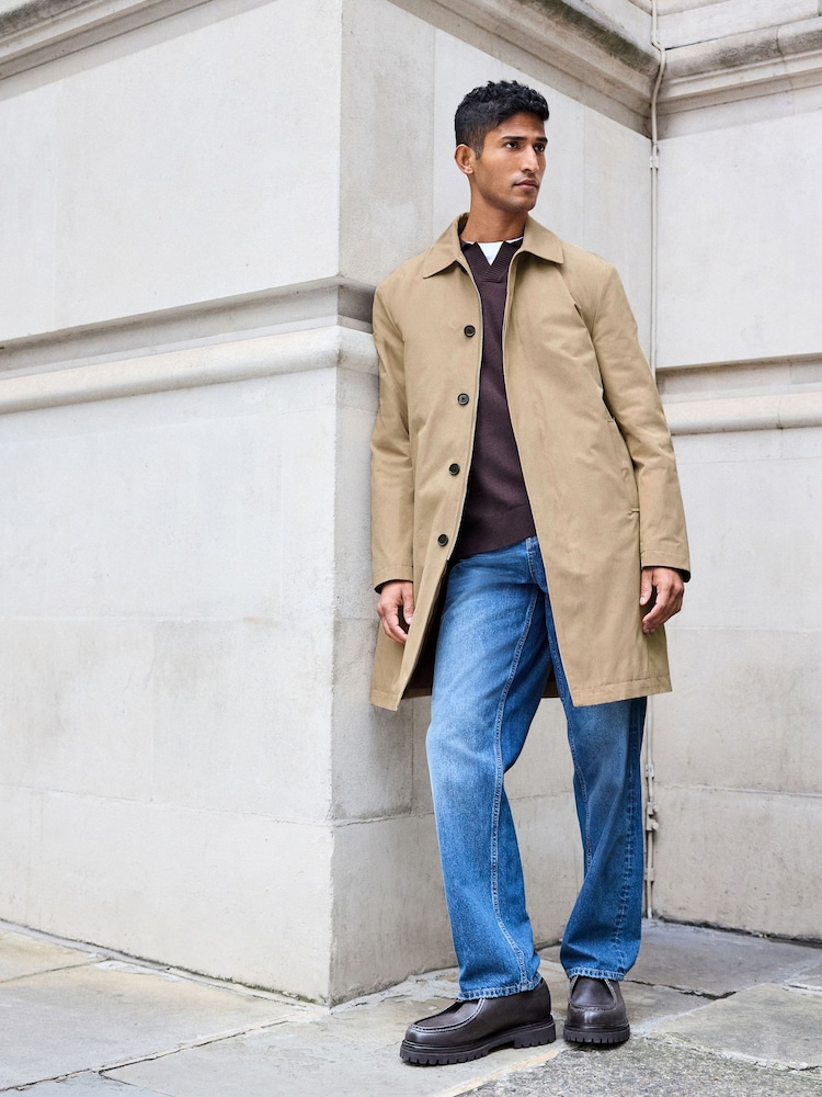 Neutral Brown Shower Resistant Padded Trench Coat - Image 2 of 13