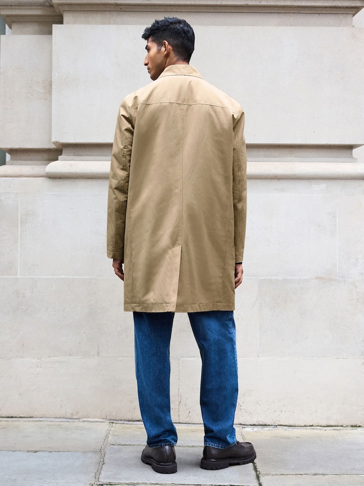 Neutral Brown Shower Resistant Padded Trench Coat - Image 3 of 13