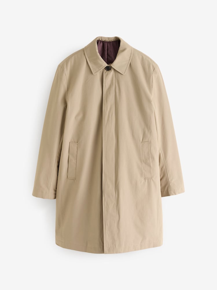 Neutral Brown Shower Resistant Padded Trench Coat - Image 8 of 13