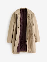 Neutral Brown Shower Resistant Padded Trench Coat - Image 9 of 13