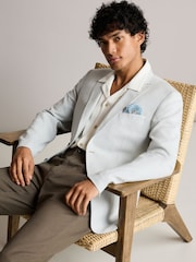 Light Grey Regular Fit Linen Blend Blazer - Image 1 of 11