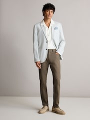 Light Grey Regular Fit Linen Blend Blazer - Image 2 of 11