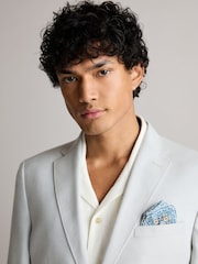 Light Grey Regular Fit Linen Blend Blazer - Image 4 of 11