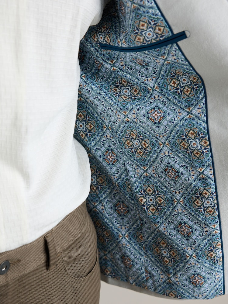 Light Grey Regular Fit Linen Blend Blazer - Image 6 of 11