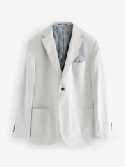 Light Grey Regular Fit Linen Blend Blazer - Image 7 of 11