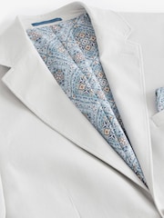 Light Grey Regular Fit Linen Blend Blazer - Image 9 of 11
