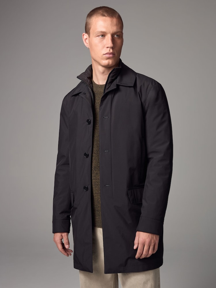 Black Shower Resistant Padded Funnel Neck Coat - Image 1 of 13