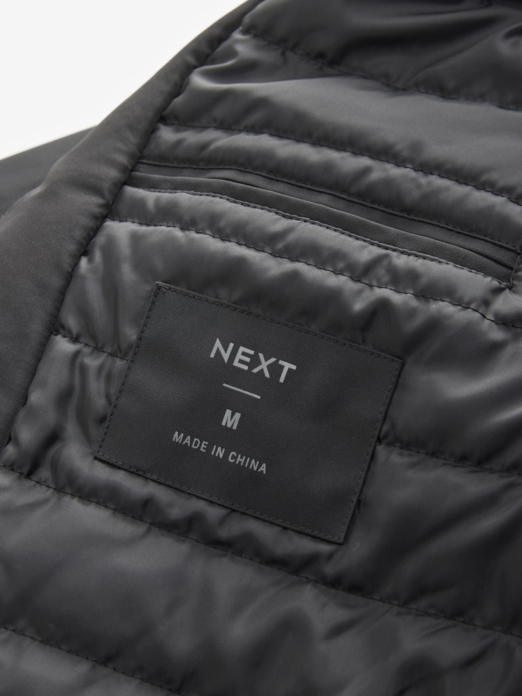 Black Shower Resistant Padded Funnel Neck Coat - Image 11 of 13