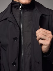 Black Shower Resistant Padded Funnel Neck Coat - Image 6 of 13