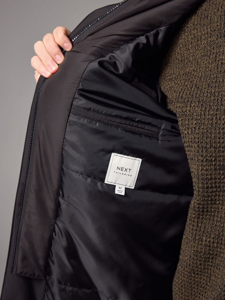 Black Shower Resistant Padded Funnel Neck Coat - Image 7 of 13