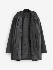 Black Shower Resistant Padded Funnel Neck Coat - Image 9 of 13