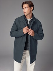 Navy Blue Shower Resistant Padded Funnel Neck Coat - Image 1 of 16