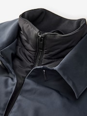 Navy Blue Shower Resistant Padded Funnel Neck Coat - Image 12 of 16