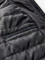 Navy Blue Shower Resistant Padded Funnel Neck Coat - Image 13 of 16