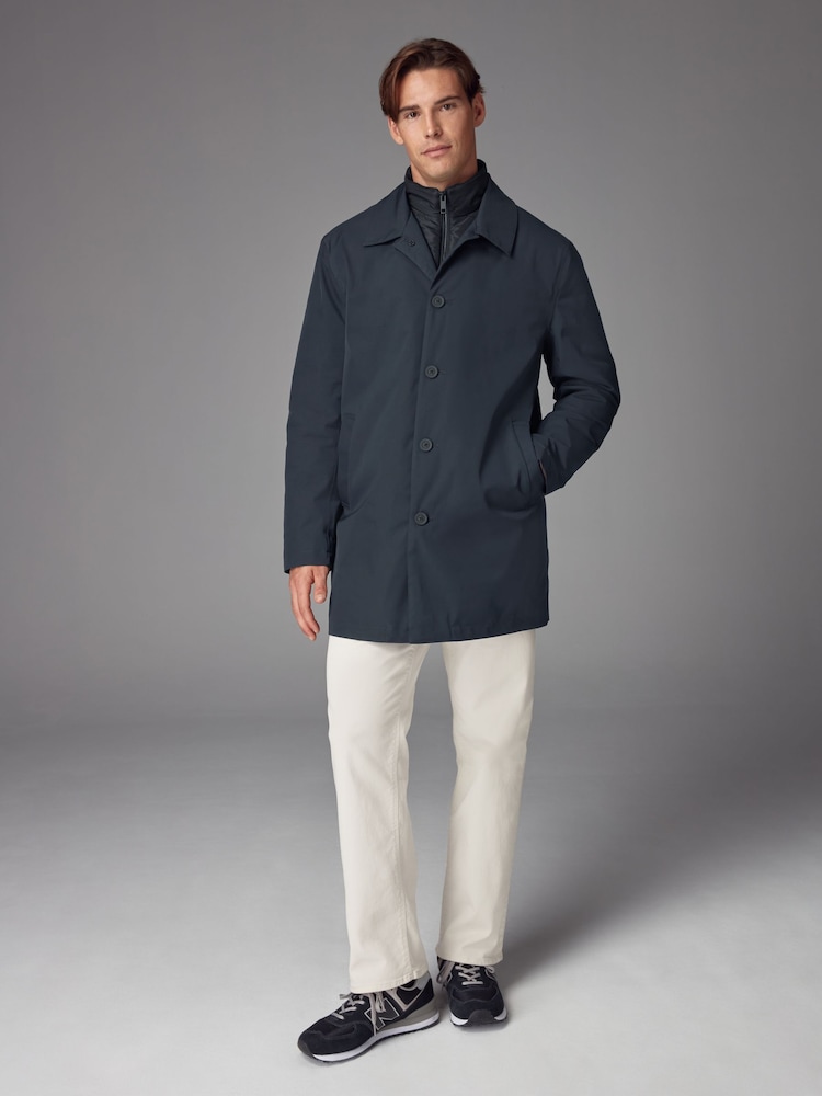 Navy Blue Shower Resistant Padded Funnel Neck Coat - Image 2 of 16