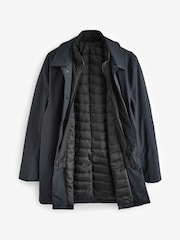 Navy Blue Shower Resistant Padded Funnel Neck Coat - Image 9 of 16
