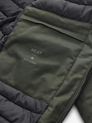 Khaki Green Shower Resistant Padded Harrington Jacket - Image 12 of 13