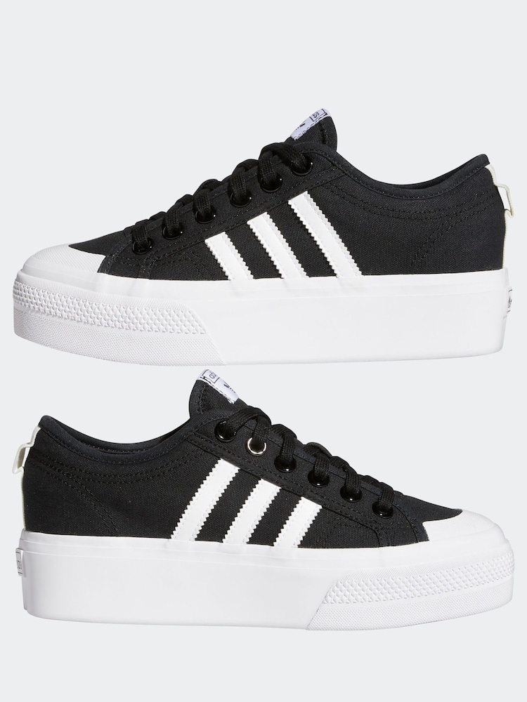 adidas Originals Black Nizza Platform Trainers - Image 9 of 14