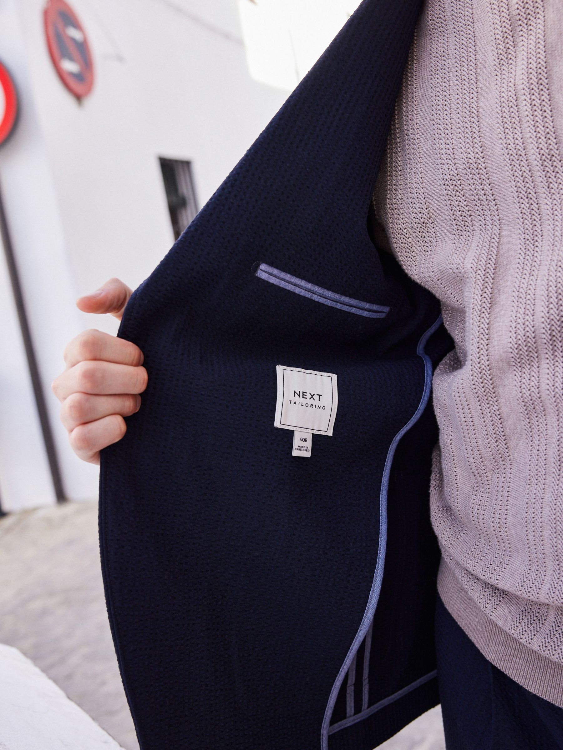 Buy Navy Blue Relaxed Fit Seersucker Suit Jacket from Next Lithuania