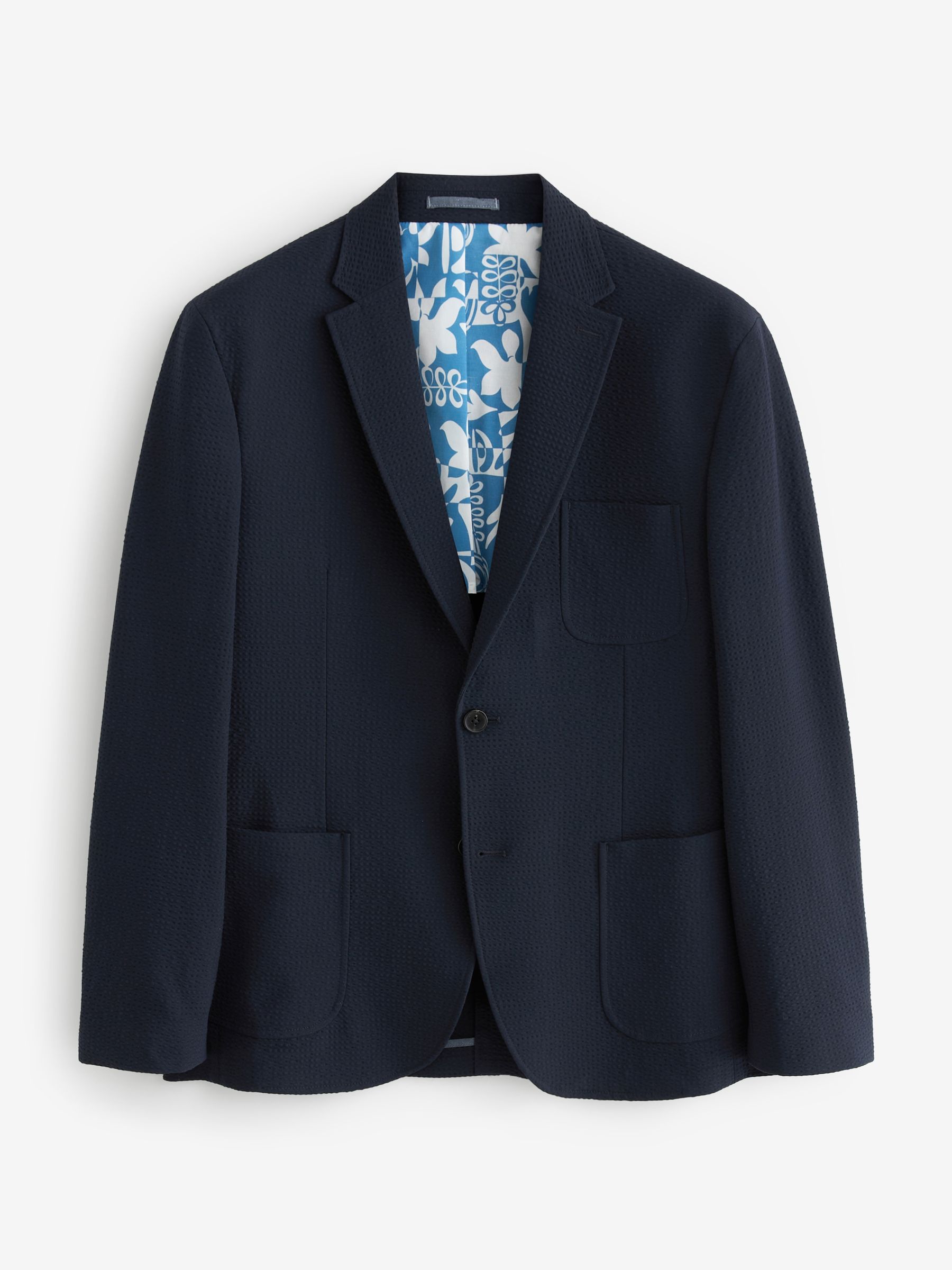 Buy Navy Blue Relaxed Fit Seersucker Suit Jacket from Next Luxembourg