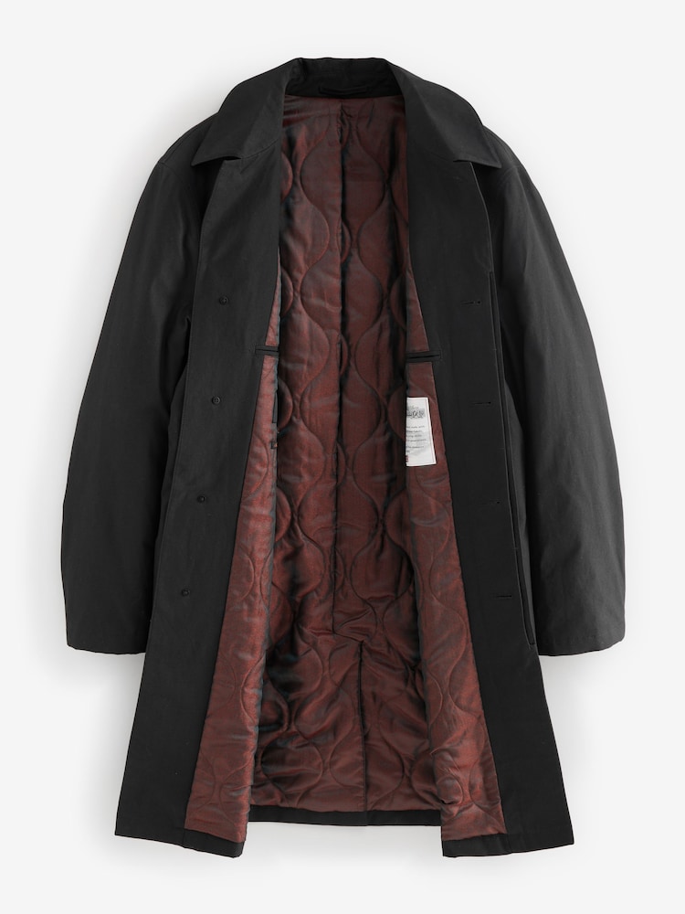Black British Millerain Signature Shower Resistant Longer Length Trench Coat - Image 10 of 13