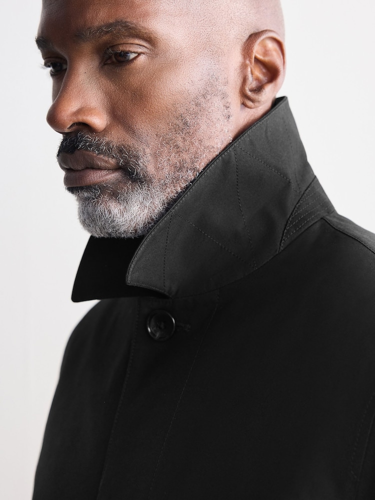 Black British Millerain Signature Shower Resistant Longer Length Trench Coat - Image 7 of 13