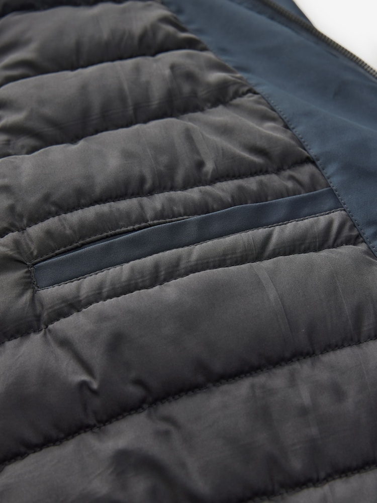 Navy Blue Shower Resistant Padded 4 Pocket Parka Coat - Image 14 of 15