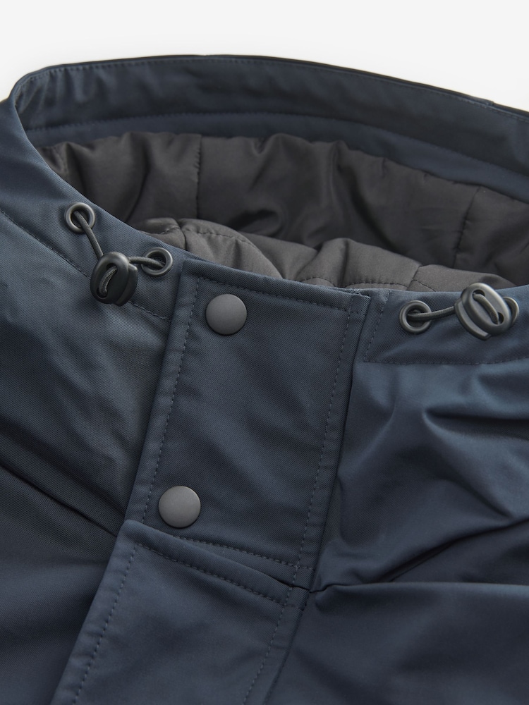 Navy Blue Shower Resistant Padded 4 Pocket Parka Coat - Image 15 of 15